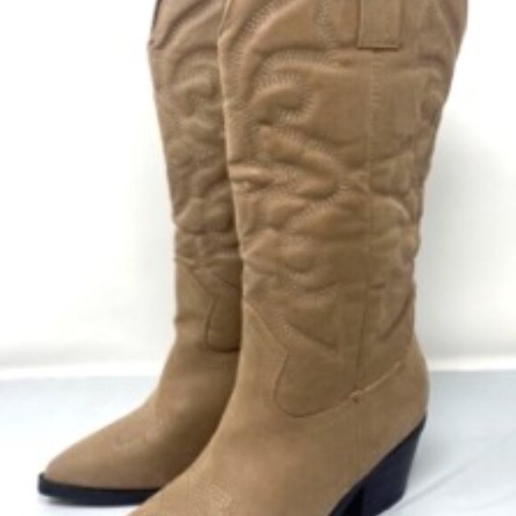 BAMBOO Shoes - Bamboo Mindful Western Cowgirl Tall Women's Boot Taupe/Beige Size 6